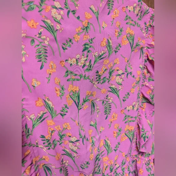 Anthropologie Floral Peplum Blouse L Romantic Cottagecore Ruffle Top Spring - Picture 6 of 7